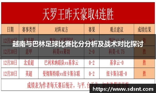 越南与巴林足球比赛比分分析及战术对比探讨